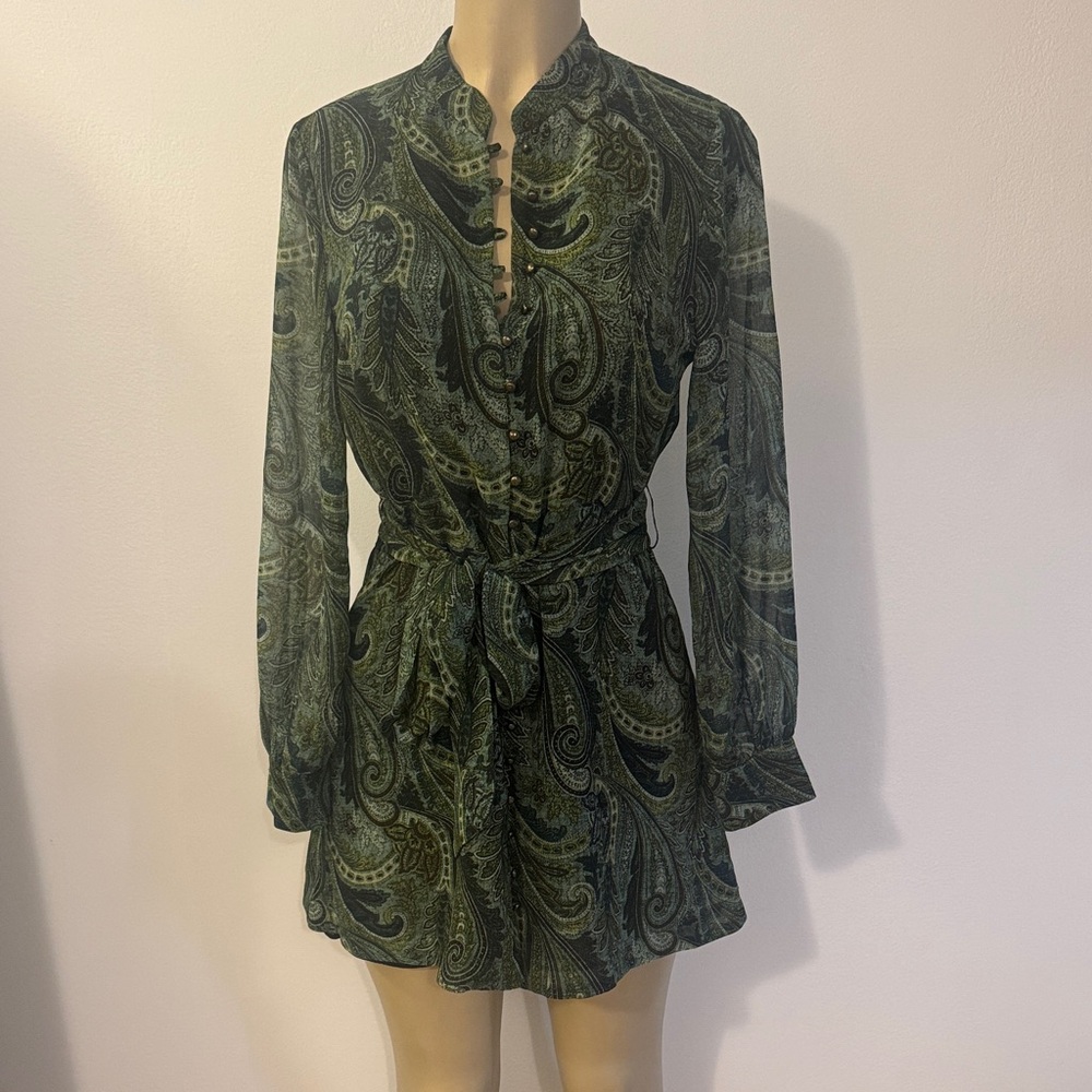Zara Dark Green Paisley Dress brand new w/ tags
